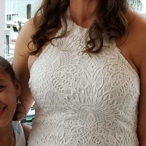 Lulu's "Lucky in Lace" White Lace Halter Bodycon Midi Dress